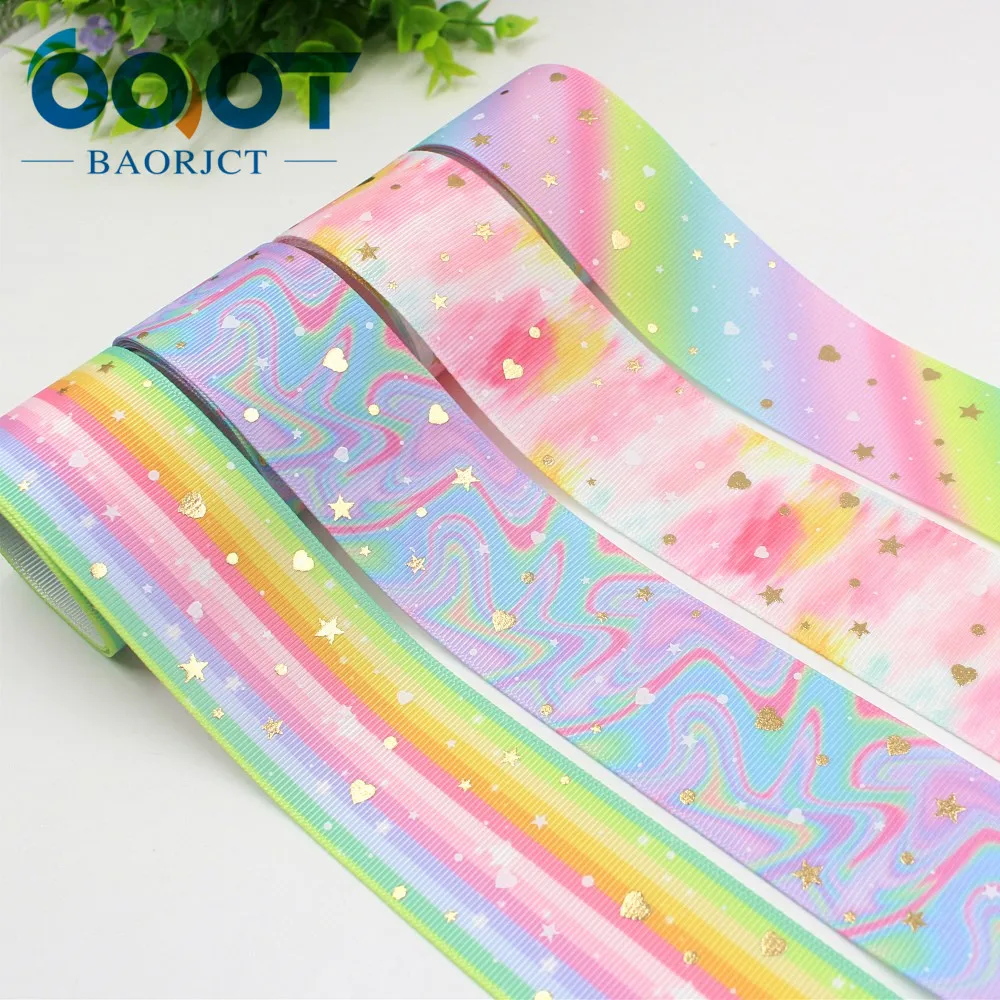 OOOT BAORJCT I-19916-2172, 38 мм, 5 ярдов Новые Флуоресцентные красочные печатные корсажные ленты, DIY головной убор ручной работы подарочная упаковка