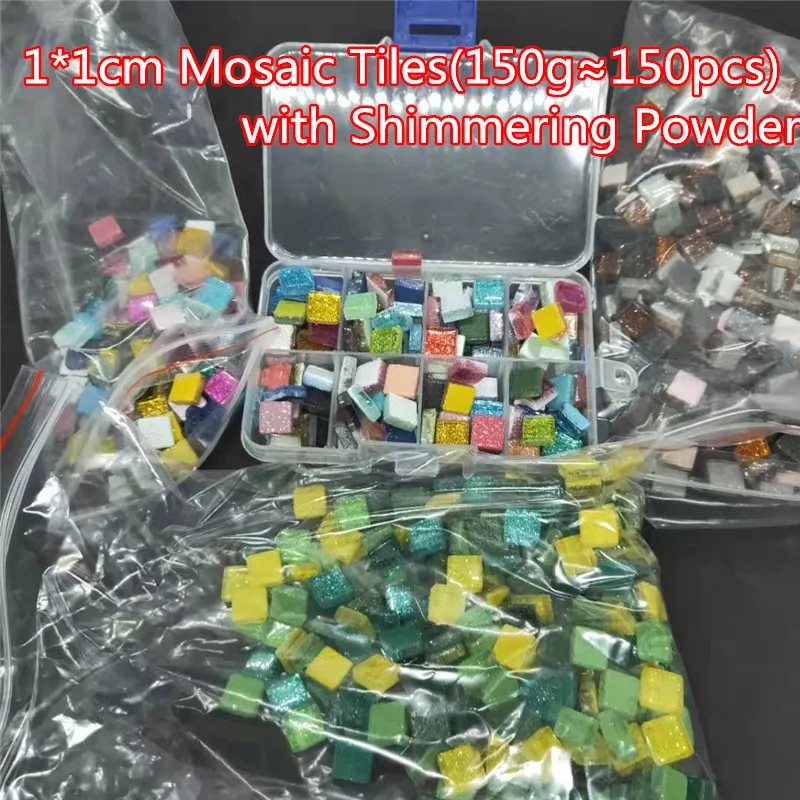 150 г DIY многоцветная мозаичая плитка Хрустальная с мерцающим порошком 1*1*0 4 см