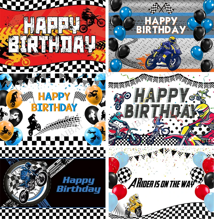 

Baby Shower Backdrops Motorcycle Rider Track Balloon Newborn Backgrounds Photography Studio Photocall Decoration Props