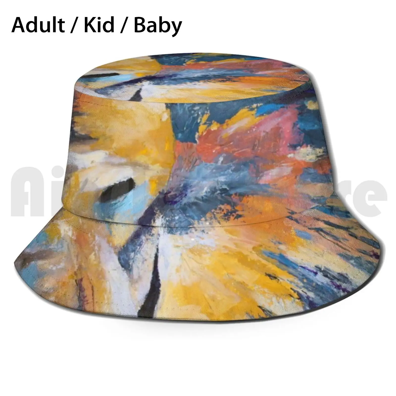 Enlightment Sun Hat Foldable UV Protection Elephant Elephants Color Colors Oil Painting Buddha Buddhist