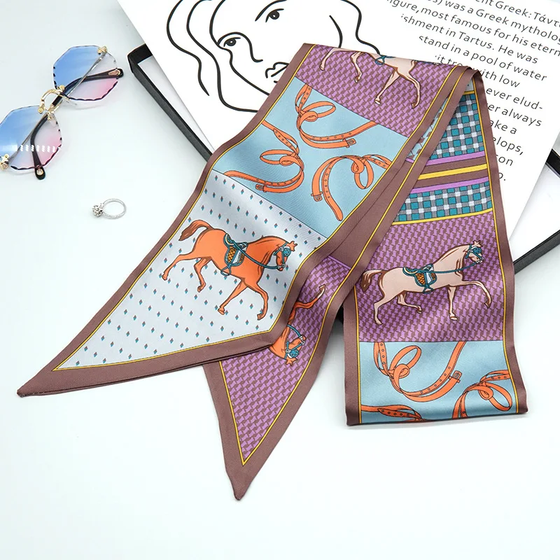 Шарф Шелковый женский с принтом в виде лошади |