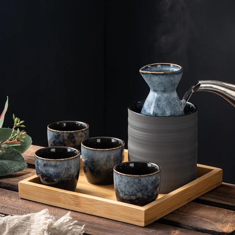 

Японский керамический набор для сакэ, диспенсер для ликера, старинная чашка для сакэ, посуда для бара, грелка, Подарочная коробка, Copas De Vino, ак...