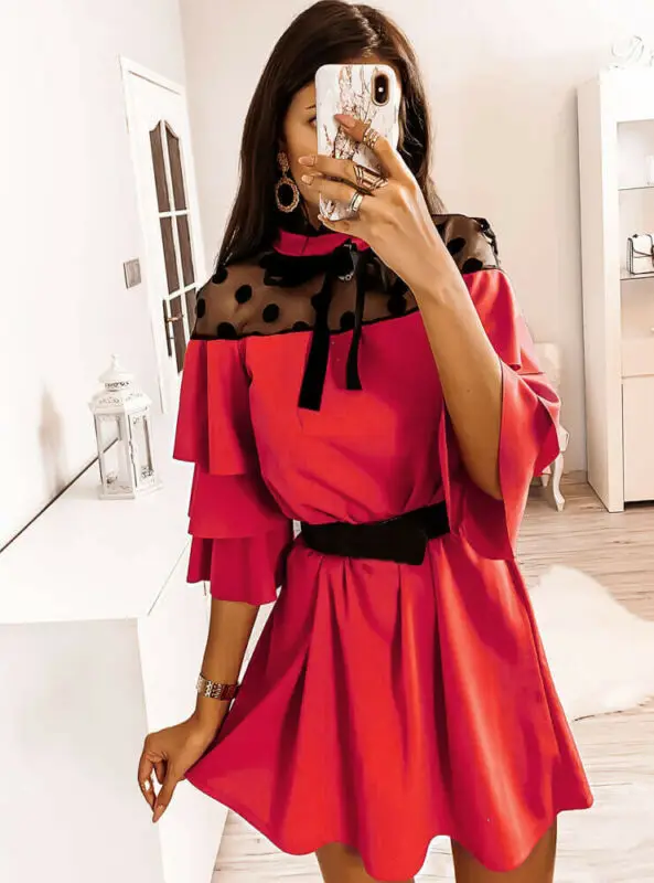 Женское сексуальное платье трапециевидной формы с рюшами женские вечерние