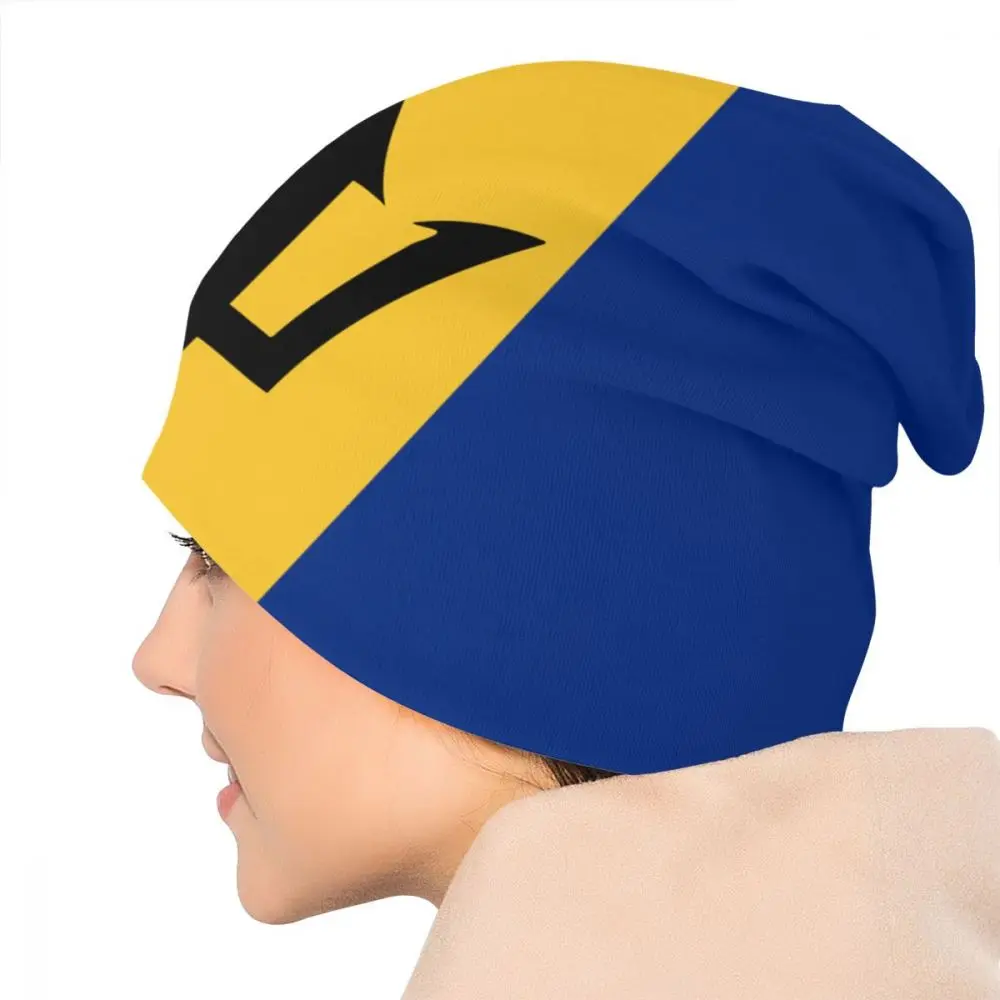 

NOISYDESIGNS 2020 Winter Knitted Hat For Women Beanies Caps Barbados Flag Printing Warm Thick Ears Knitted Hat Outdoor Ski Cap