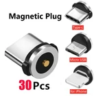USLION 30 Pcs магнетический советы для iPhone Samsung мобильный телефон запасных частей 3 в 1 с разъемом конвертер кабель адаптер типа C