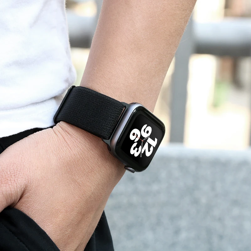 Регулируемый эластичный нейлоновый ремешок Solo Loop Scrunchie для браслета Apple Watch 44 мм 40 мм 38 мм 42 мм iWatch серии 6 5 watchband on.