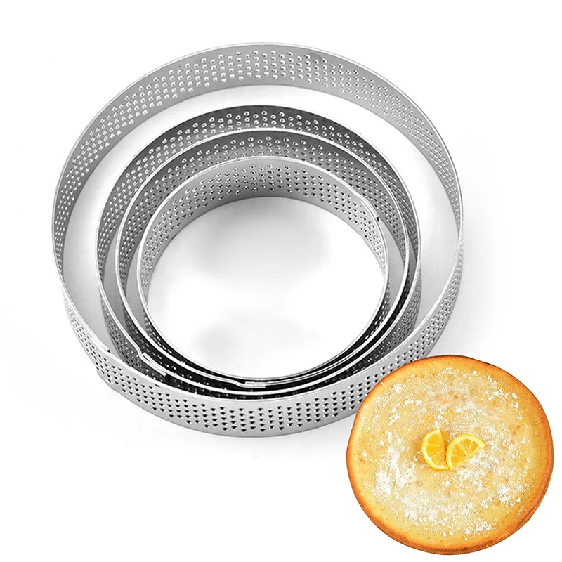 6 8 10 СМ Кольцо для тартов из нержавеющей стали для тартлеток и пирожных кексов в форме круга Мультиформа для тартов с отверстиями, термостойкая