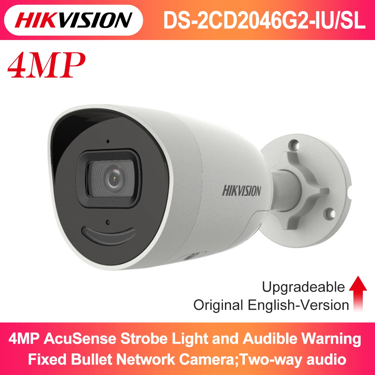 

Original Hikvision English DS-2CD2046G2-IU/SL 4MP AcuSense Strobe Light and Audible Warning Fixed Bullet Network Camera
