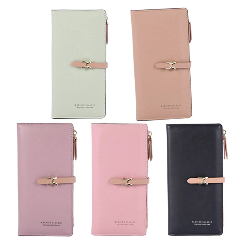 

Новые вместительные женские кошельки из искусственной кожи, многофункциональные длинные кошельки с застежкой, дамские держатели для монет...