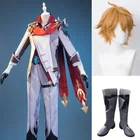 Костюм для косплея Game Genshin Impact, тарталья, короткие коричневые парики 30 см, кожаные ботинки, костюмы на Хэллоуин