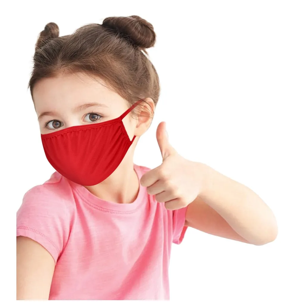 Детская однотонная сменная многоразовая дышащая Защитная хлопковая маска для