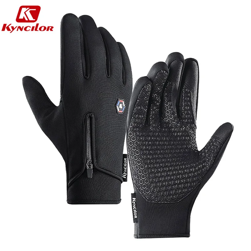 Kyncilor Winter Thermal Warm Bicycle Gloves Non-slip Touchscreen Cycling Gloves Unisex Bike Gloves Full Finger Motorcycle Gloves