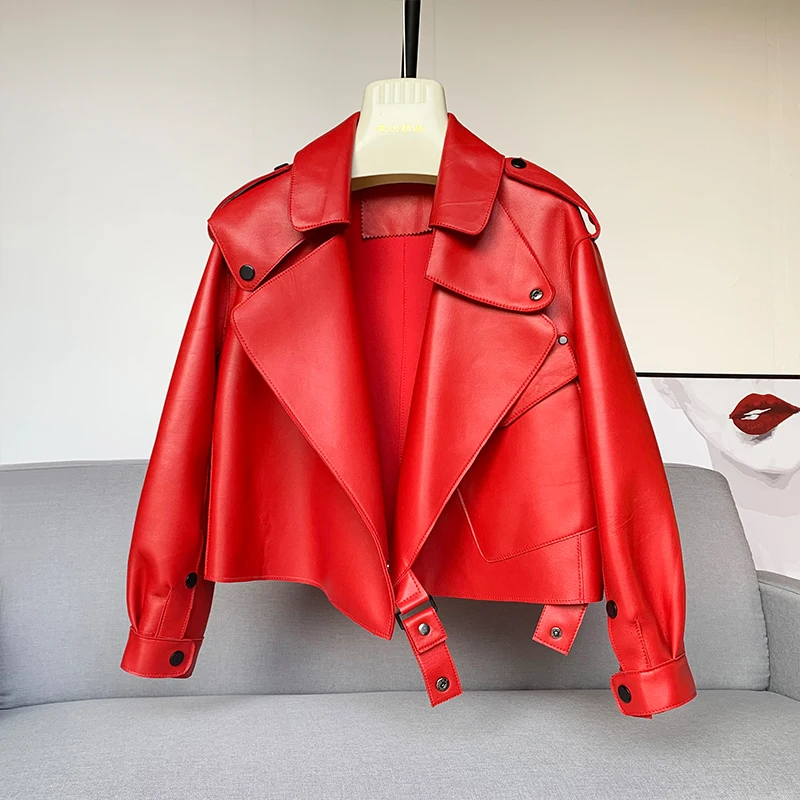 

100% Real Leather Sheepskin Women Coat Winter 2021 Fur Coat For women aviator leather jacket for women