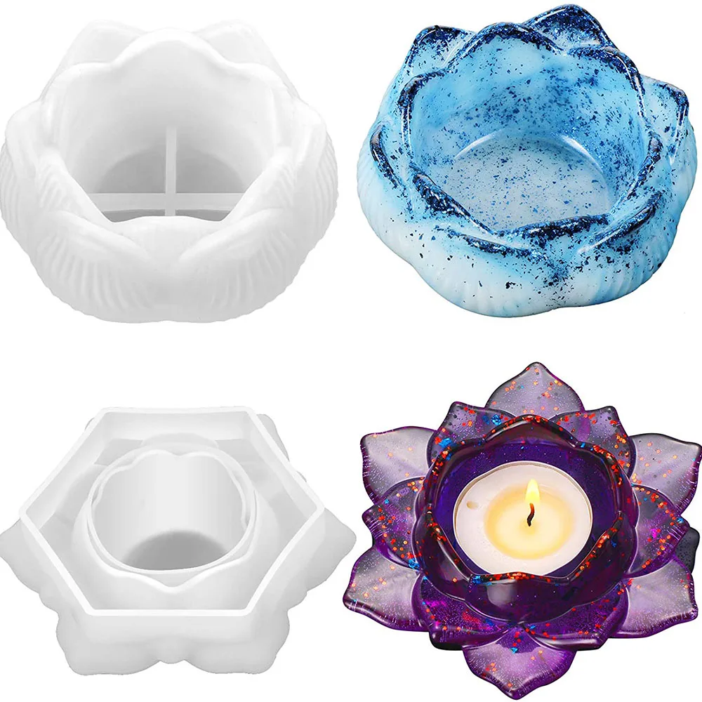 

Lotus Shape Tealight Candles Holders Resin Mold For DIY Jewelry Storage Box Trinket Container Candy Box Home Table Decoration