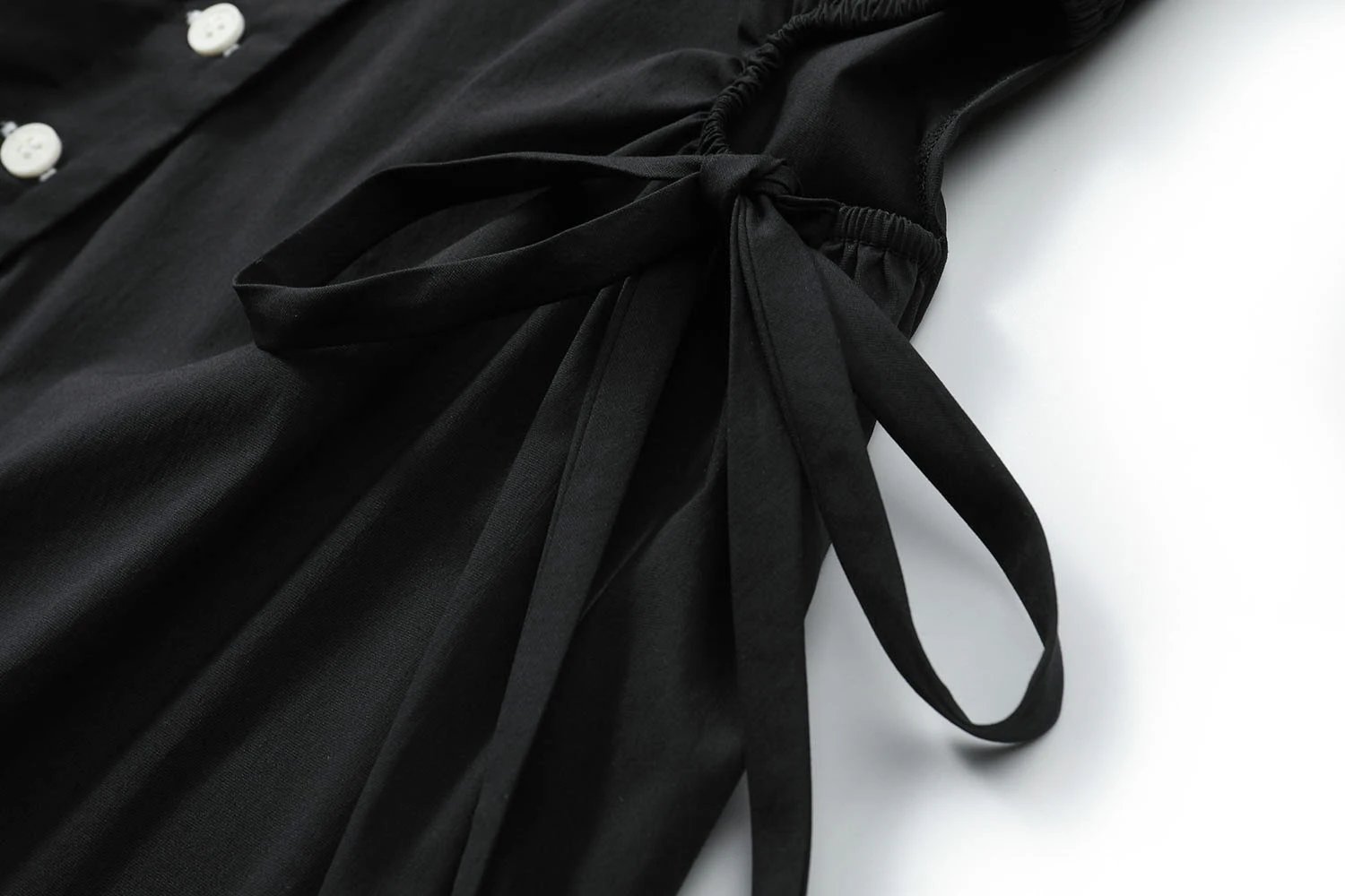 

ZCSMLL New Style Black Dress Female Summer French Niche Waist Hollow Out Turn-down Collar Dress 2021 Summer Tide