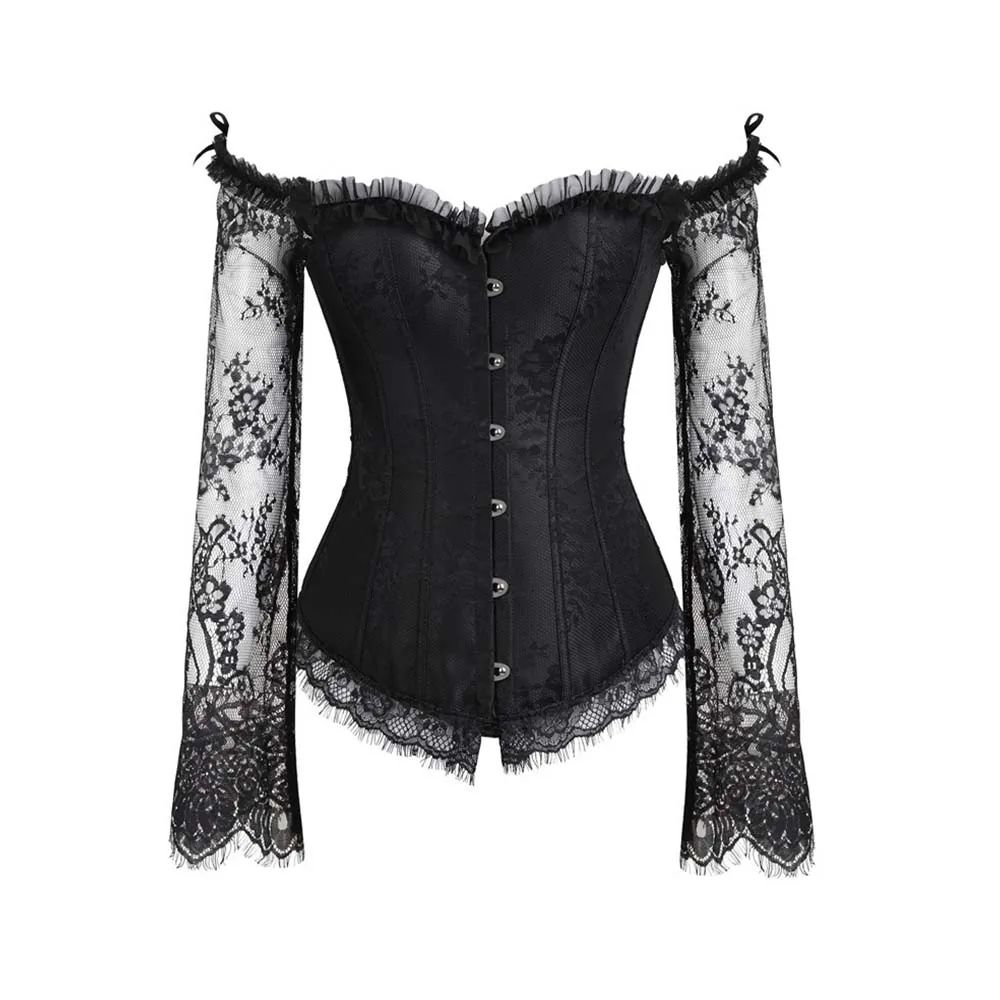 Ретро стиль дворцовый кружевной корсет со средним рукавом для талии тренажер