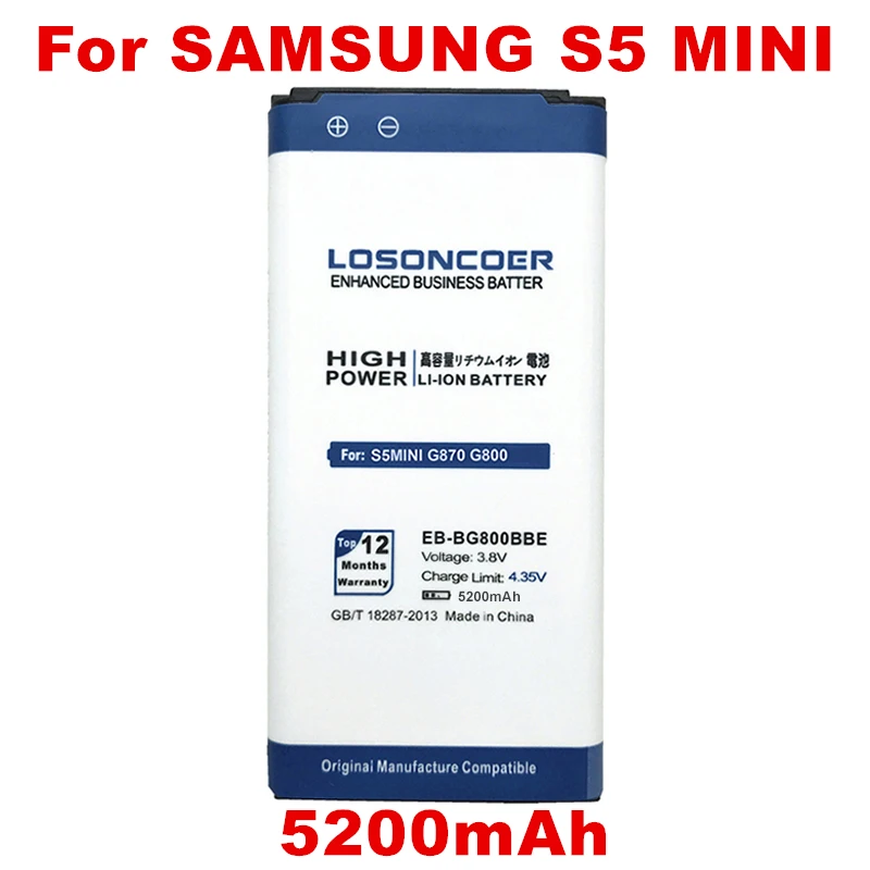 LOSONCOER 5200 мА/ч, EB-BG800CBE Батарея для samsung GALAXY S5 мини Батарея S5MINI SM-G800F G870a G870W EB-BG800BBE