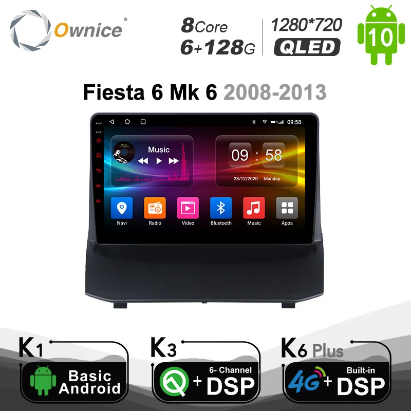 Автомагнитола 6G + 128G Ownice Android 10 0 для Ford Fiesta 6 Mk 2008 2013 2 DIN DVD GPS плеер DSP SPDIF 4G LTE BT 5