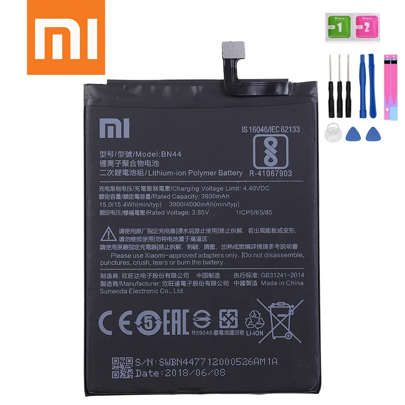 Оригинальный аккумулятор Xiao mi 100% BN44 4000 мАч для Xiaomi Redmi 5 Plus высококачественные