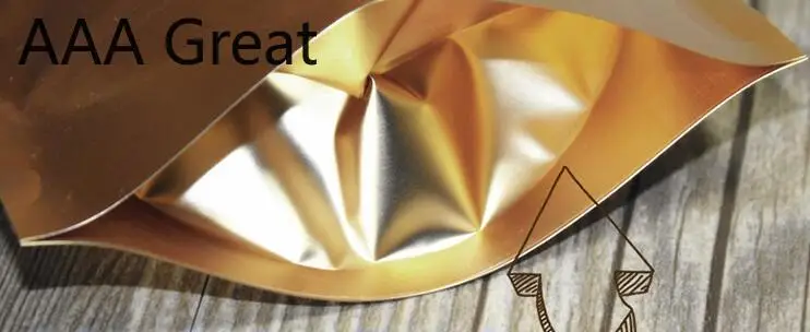 500 шт./лот золотые пакеты с замком из алюминиевой фольги для хранения еды кофе чая