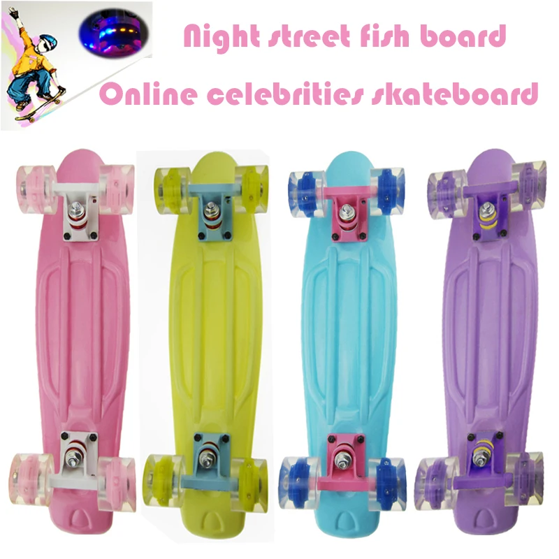 Флэш памятью колеса мини крейсер скейтборд детей взрослых Non slip борд рыба скутеры