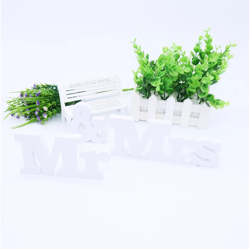 Белый деревянный Mr Mrs Свадебные украшения стол День Святого Валентина и знаки