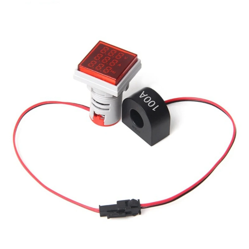 

2 Pcs AC 60-500V Voltmeter Ammeter HZ Hertz Frequency Meter 22mm Current Voltage Indicator LED Tester, Red & Yellow