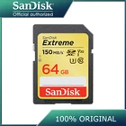 100% Оригинальный двойной флеш-накопитель SanDisk Extreme PLUS SD карты 150 МБс. 64 Гб оперативной памяти, 32 Гб встроенной памяти, 128 ГБ Кейт для камеры SDHCSDXC U3 карты памяти класса 10