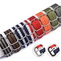 20mm 22mm navy white for diver 3 keepers nato waterproof nylon strap watch band for huawei samsung xiaomi amazfit smart watch