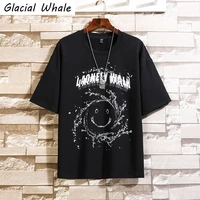 glacialwhale mans black t shirt men 2021 casual oversized anime cotton punk hip hop japanese streetwear harajuku t shirt mens