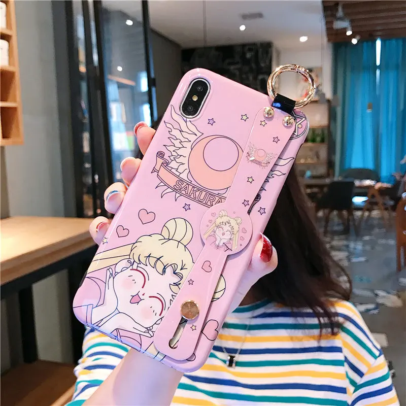 P30pro Сейлор Мун ремешок чехол мягкий чехол для мобильного телефона для huawei P30/P20 pro mate20 pro/3/4/5 V20 симпатичный держатель в виде ракушки+ платье на бретелях