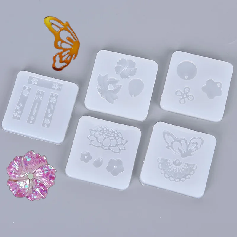 1 шт. УФ смола ювелирное изделие Жидкая силиконовая форма корпус Бабочка Сакура