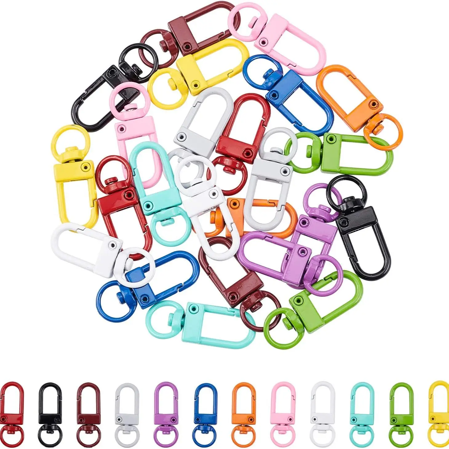 

20PCS Candy Color Key Chain Ring Metal Lobster Clasp Clips Bag Car Keychain DIYJewelry Accessories Key Hook Hook Up Base Finding