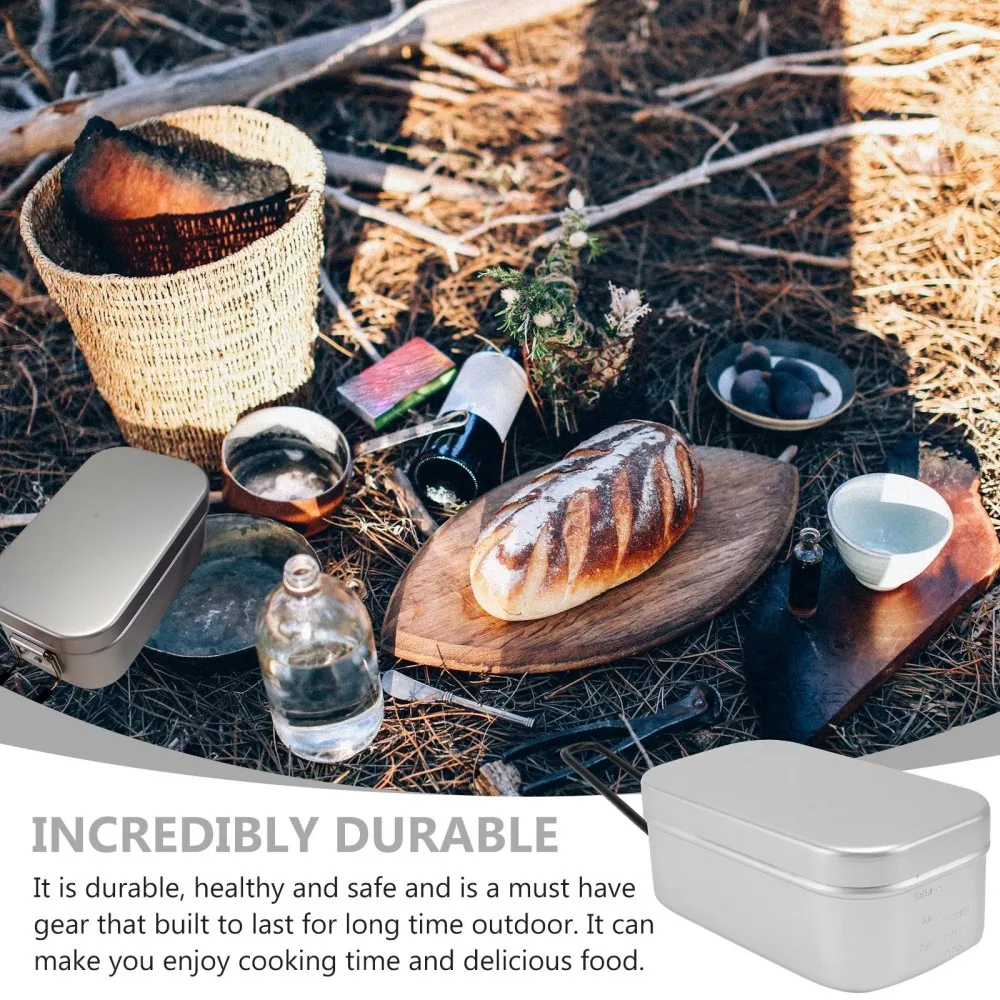 

2pcs Outdoor Camping Picnic Portable Handle Food Container Bento Box