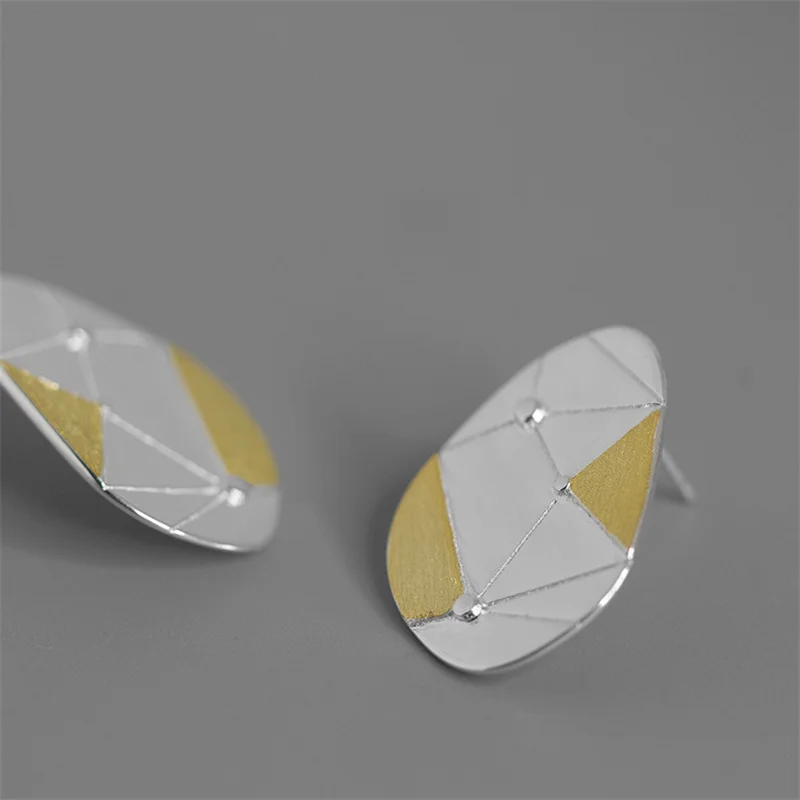 INATURE 925 стерлингового серебра Большой с геометрическими фигурами треугольниками