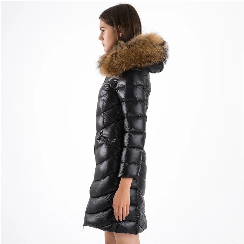 Зимний женский пуховик большой мех енота с капюшоном одежда 2020 корейский стиль