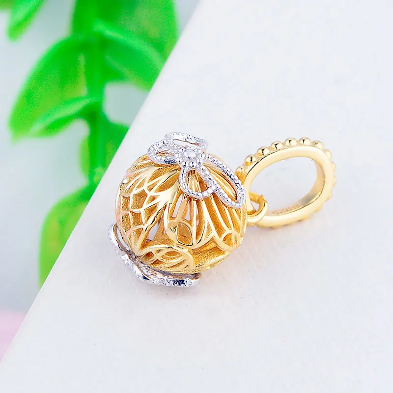 Подвеска в виде шара из серебра 925 пробы золотого цвета | Украшения и аксессуары