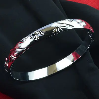 

925 Hallmark Silver tone ladies engagement bangle bracelet 58mm Dia g135