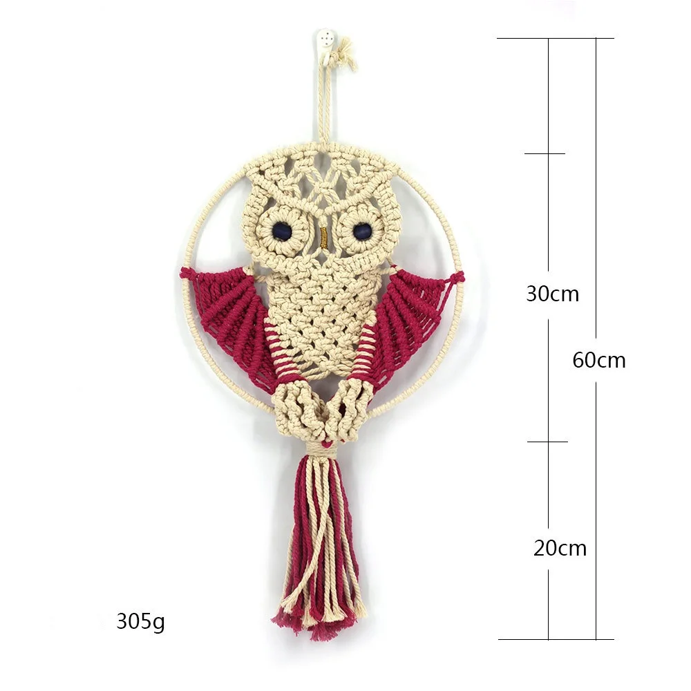 Желтый Красный Сова богемный макраме стены искусства ручной работы настенный