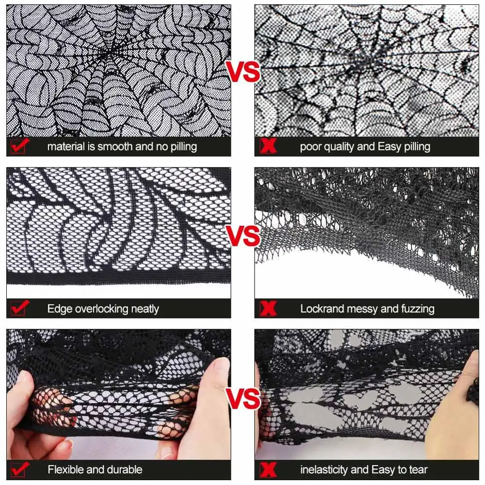 Украшение на Хэллоуин OurWarm черно белая кружевная мантия шарф Spiderweb накидка