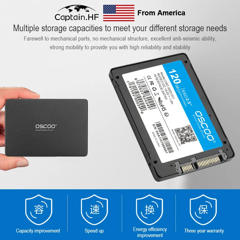 US Captain TLC SSD Sata 3 Твердотельный Накопитель SATA III 64 Гб 128 ГБ 256 512 для ПК Ноутбуков