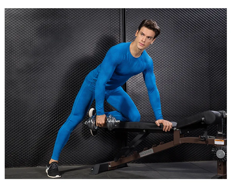 

New MMA Compression Sportswear Men Bodybuilding T-Shirt Tactical Trousers Sweat Gym Leggings T-shirt 2-pc set Running clothing