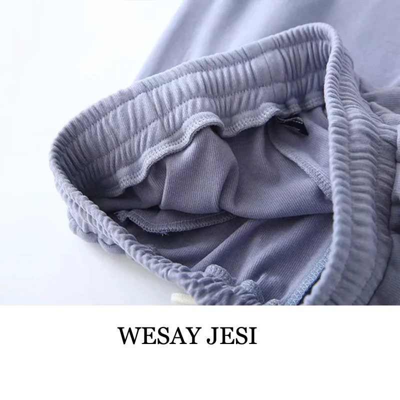 

WESAY JESI 2021 Women's Summer New Front Slit Sweatpants Super Soft Waxy Baby Cotton Comfortable Wide Leg Pants Thin