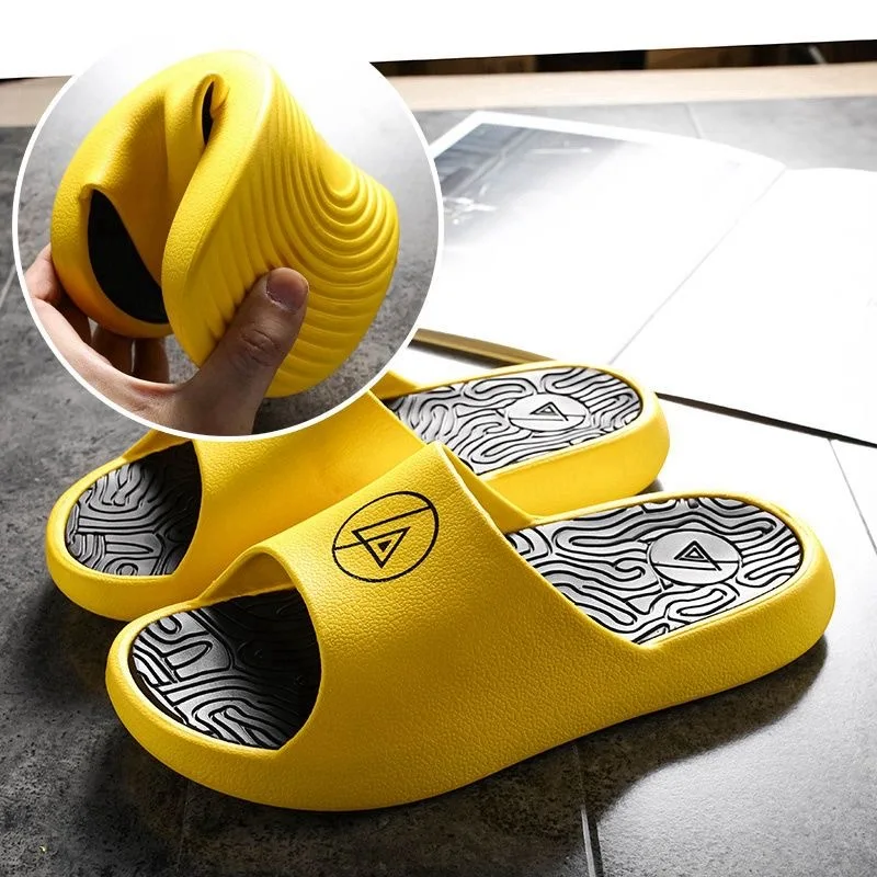 

WEH Slippers Men Summer 2020 Trending New Slippers Men Slides Men Sandals House Rubber Slippers Home Shower Slippers White