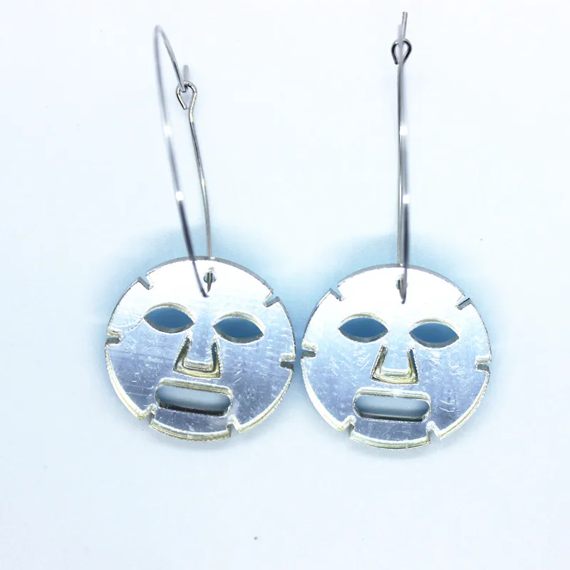 Женские акриловые сережки-маски Забавные милые зеркальные серьги уникальные