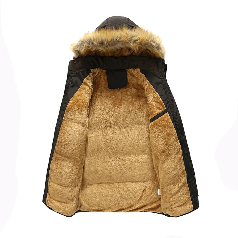 Зимняя мужская куртка ветровка с разобранным капюшоном теплое пальто толстые