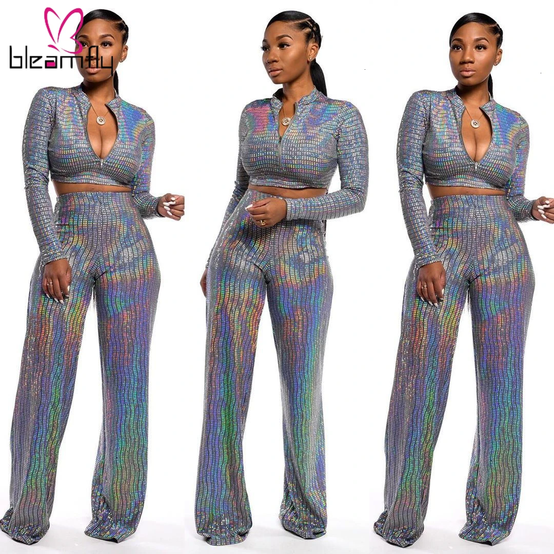 Комплект из двух предметов с блестящими пайетками женские спортивные костюмы