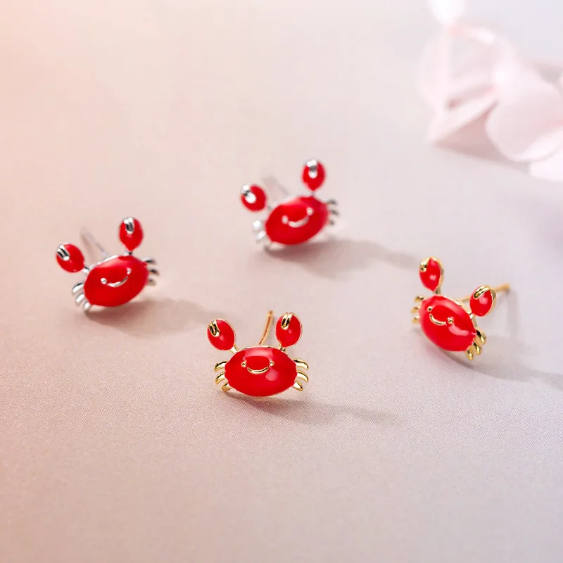 Женские милые серьги из серебра 925 пробы модные простые с светлой гладкой красной