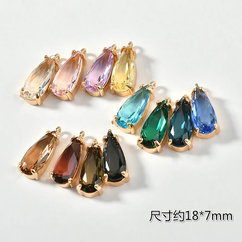 Цветное медное покрытие 16k золотой цвет Чжан шуй ди Хрустальный Кулон DIY серьги
