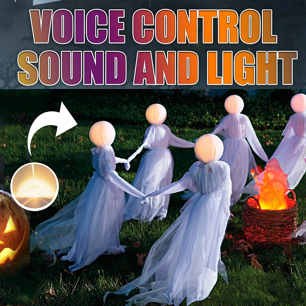 

1pcs/3pcs Lighted Halloween Witch Decor Outdoor Holding Hands Screaming Witches 7-Color House Party Props Home Garden Ornaments